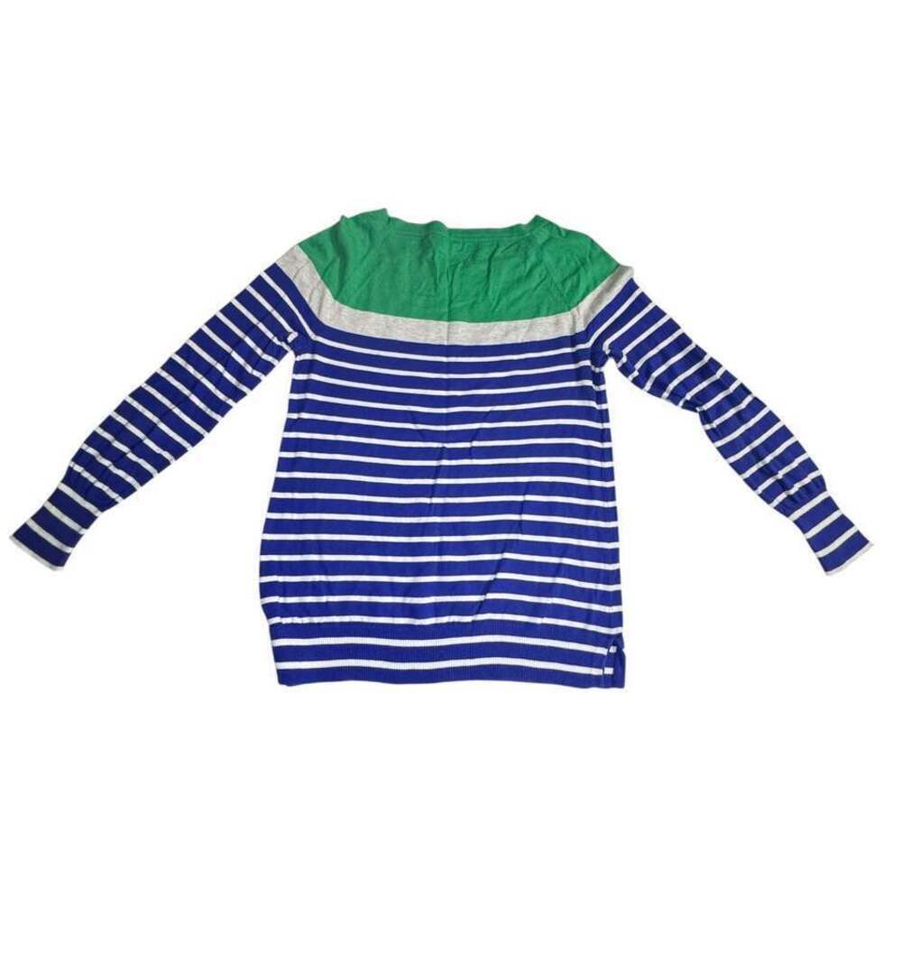 J.CREW J Crew ~ Small 6 ~ Green Striped 3/4 Sleeve Pullover Wt 7